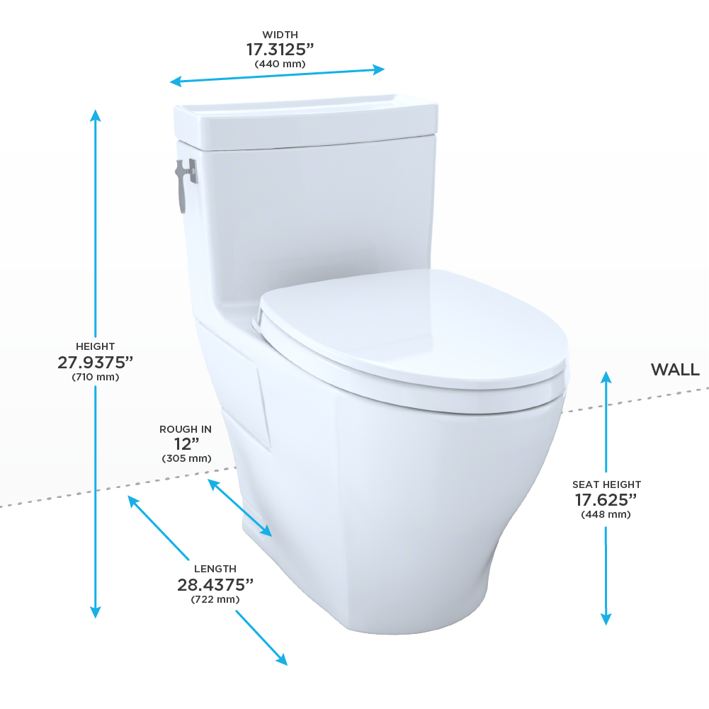 TOTO AIMES® MS626124CEFG#01 ONE-PIECE TOILET, 1.28GPF, ELONGATED BOWL - WASHLET®+ CONNECTION - SoftClose Seat Included