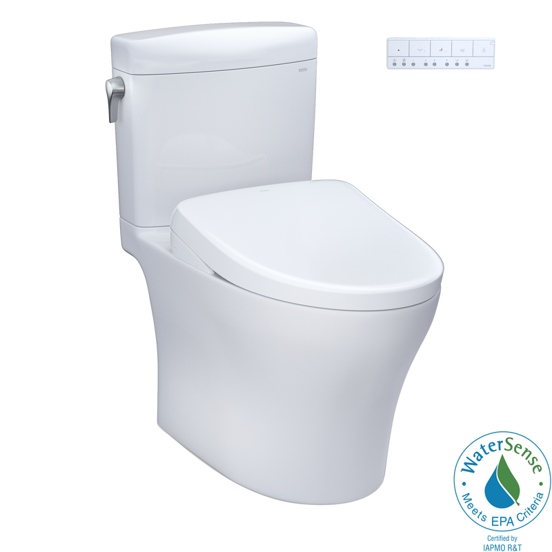 TOTO WASHLET+ Aquia IV Cube Two-Piece Elongated Dual Flush 1.28 and 0.9 GPF Toilet with S7 Contemporary Bidet Seat, Cotton White - MW4364726CEMFGN#01, MW4364726CEMFGNA#01