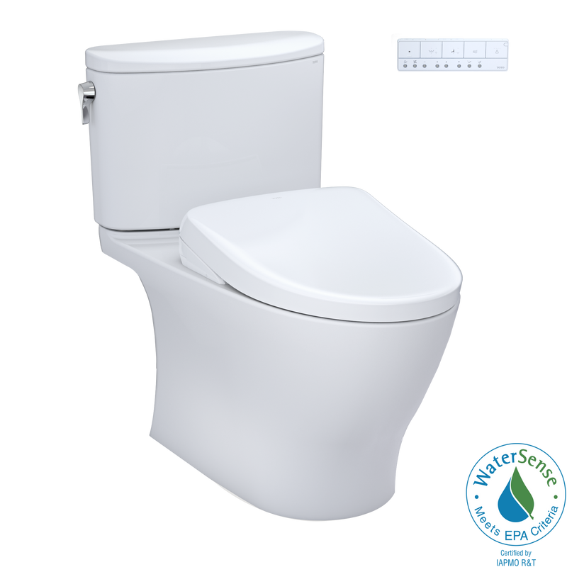 TOTO WASHLET+ Nexus Two-Piece Elongated 1.28 GPF Toilet with S7A Contemporary Bidet Seat, Cotton White - MW4424736CEFG#01, MW4424736CEFGA#01