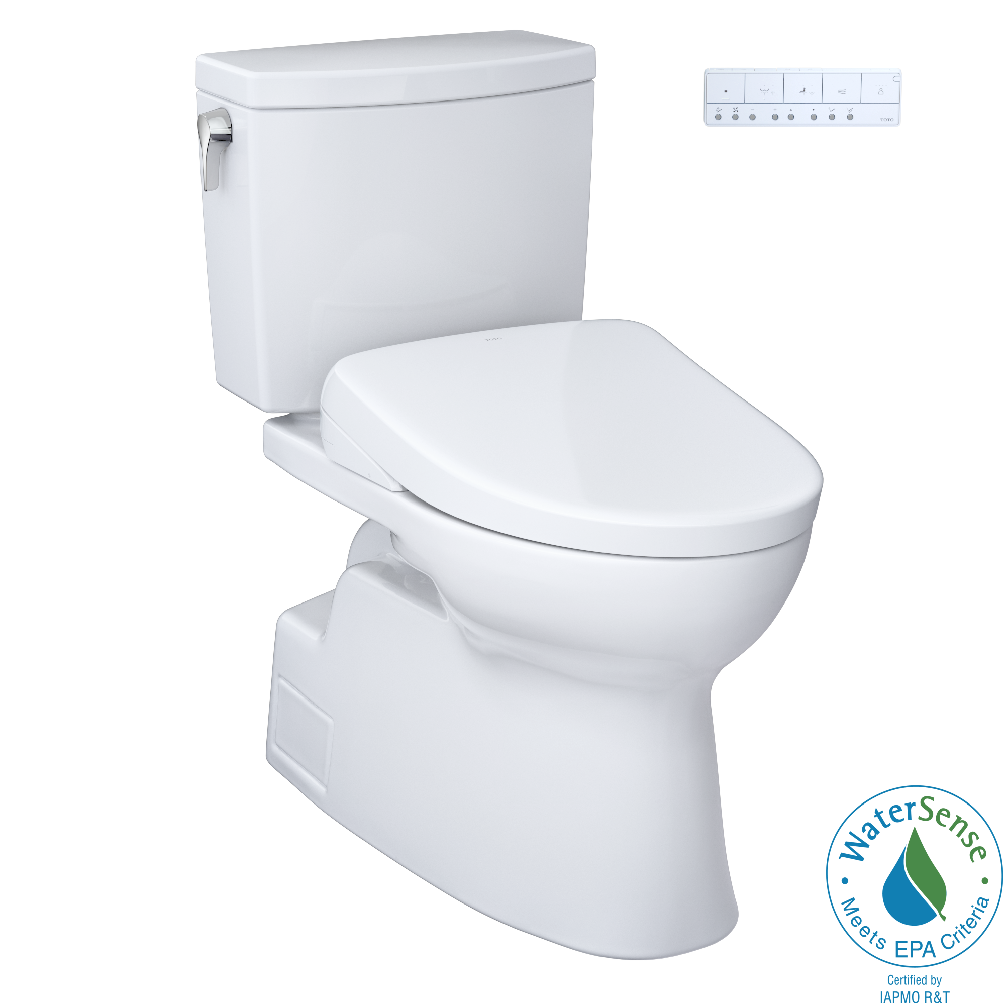 TOTO WASHLET+ Vespin II 1G Two-Piece Elongated 1.0 GPF Toilet and WASHLET+ S7 Contemporary Bidet Seat, Cotton White - MW4744726CUFG#01, MW4744726CUFGA#01