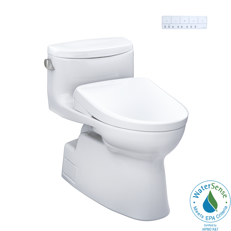 TOTO WASHLET+ Carolina II One-Piece Elongated 1.28 GPF Toilet and WASHLET+ S7A Contemporary Bidet Seat, Cotton White - MW6444736CEFG