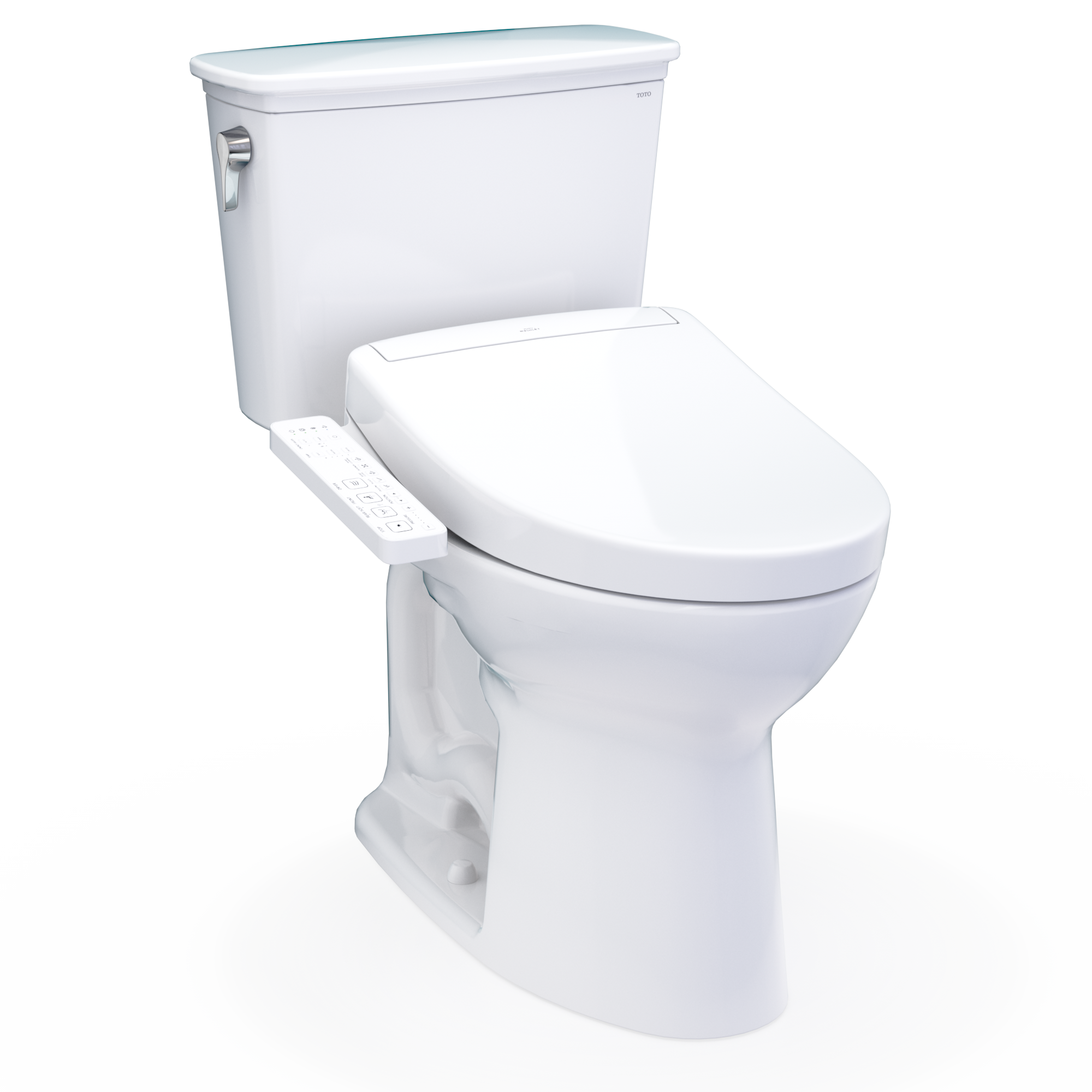 TOTO Drake Transitional WASHLET+ Two-Piece Elongated 1.28 GPF Universal Height TORNADO FLUSH Toilet with S2 Bidet Seat, Cotton White - MW7863346CEFG.10#01