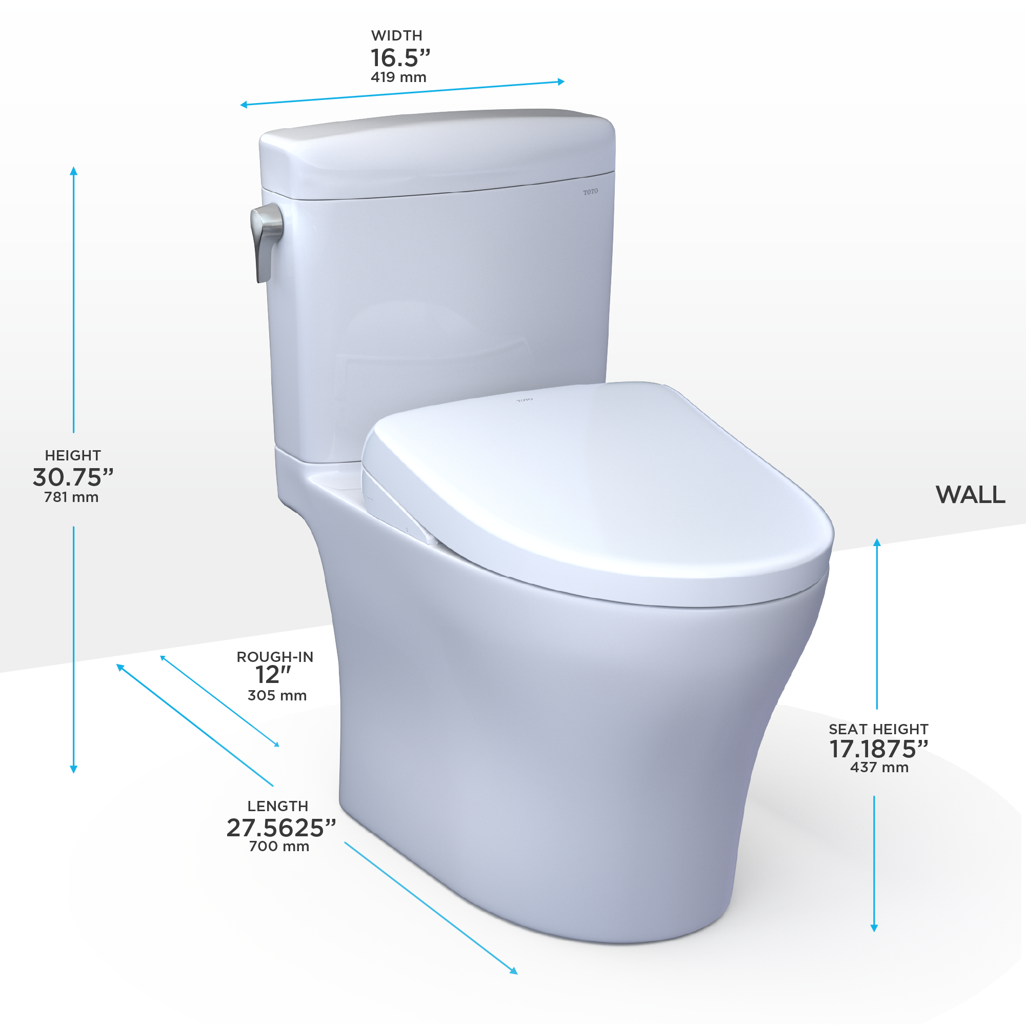 TOTO WASHLET+ Aquia IV Cube Two-Piece Elongated Dual Flush 1.28 and 0.9 GPF Toilet with S7 Contemporary Bidet Seat, Cotton White - MW4364726CEMFGN#01, MW4364726CEMFGNA#01