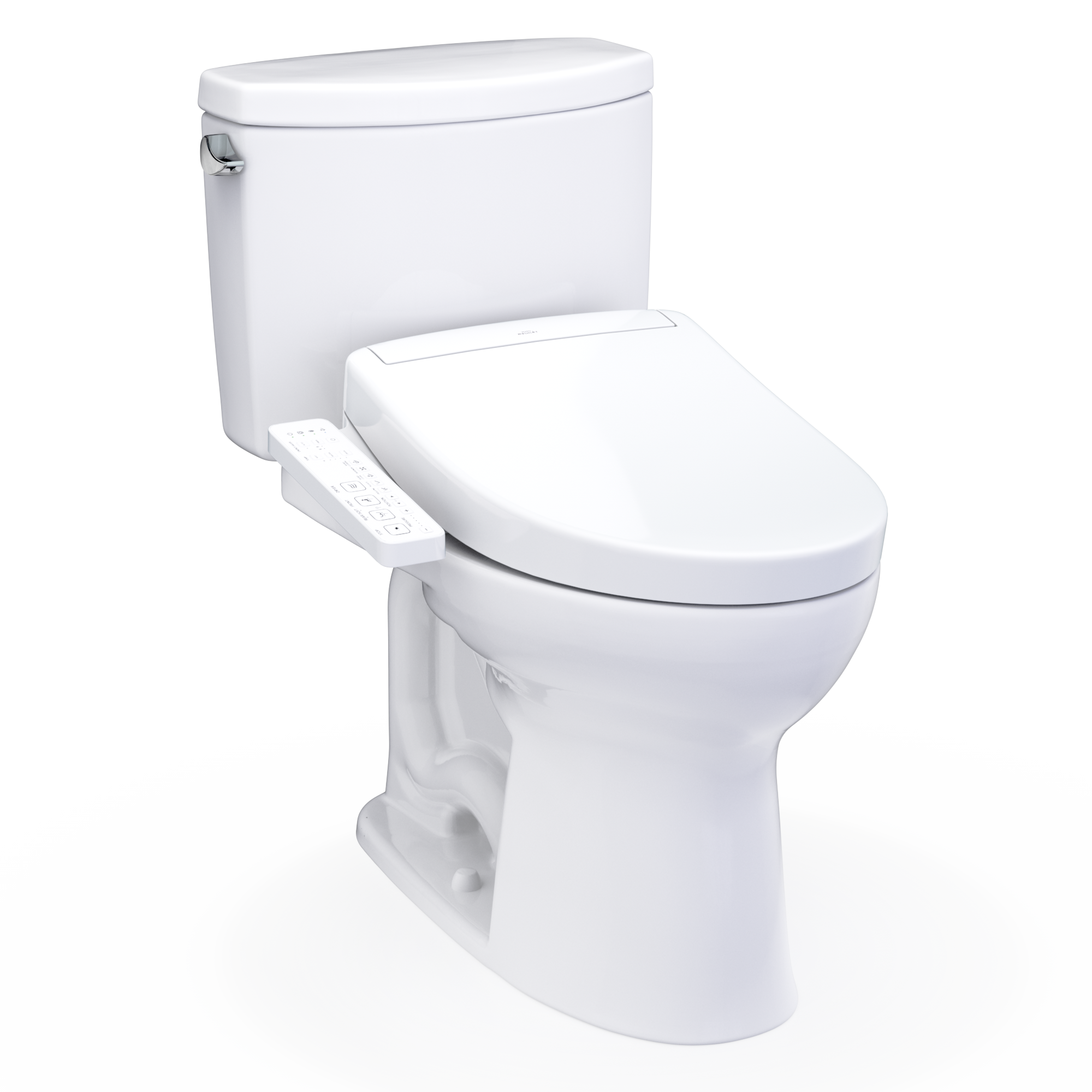 TOTO WASHLET+  Drake II Two-Piece Elongated 1.28 GPF Toilet and WASHLET+ S2 Bidet Seat, Cotton White - MW4543346CEFG#01