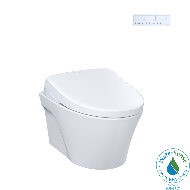 TOTO WASHLET+ AP Wall-Hung Elongated Toilet with S7 Contemporary Bidet Seat and DuoFit In-Wall 0.9 and 1.28 GPF Dual-Flush Tank System, Matte Silver - CWT4264726CMFG