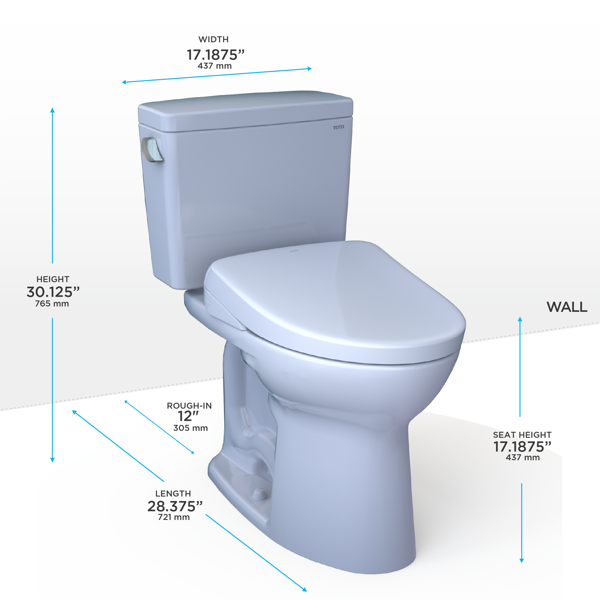 [MW7764726CSFG.10#01] TOTO Drake 1.6 GPF Elongated Chair Height Toilet With S7 Bidet Seat And 10