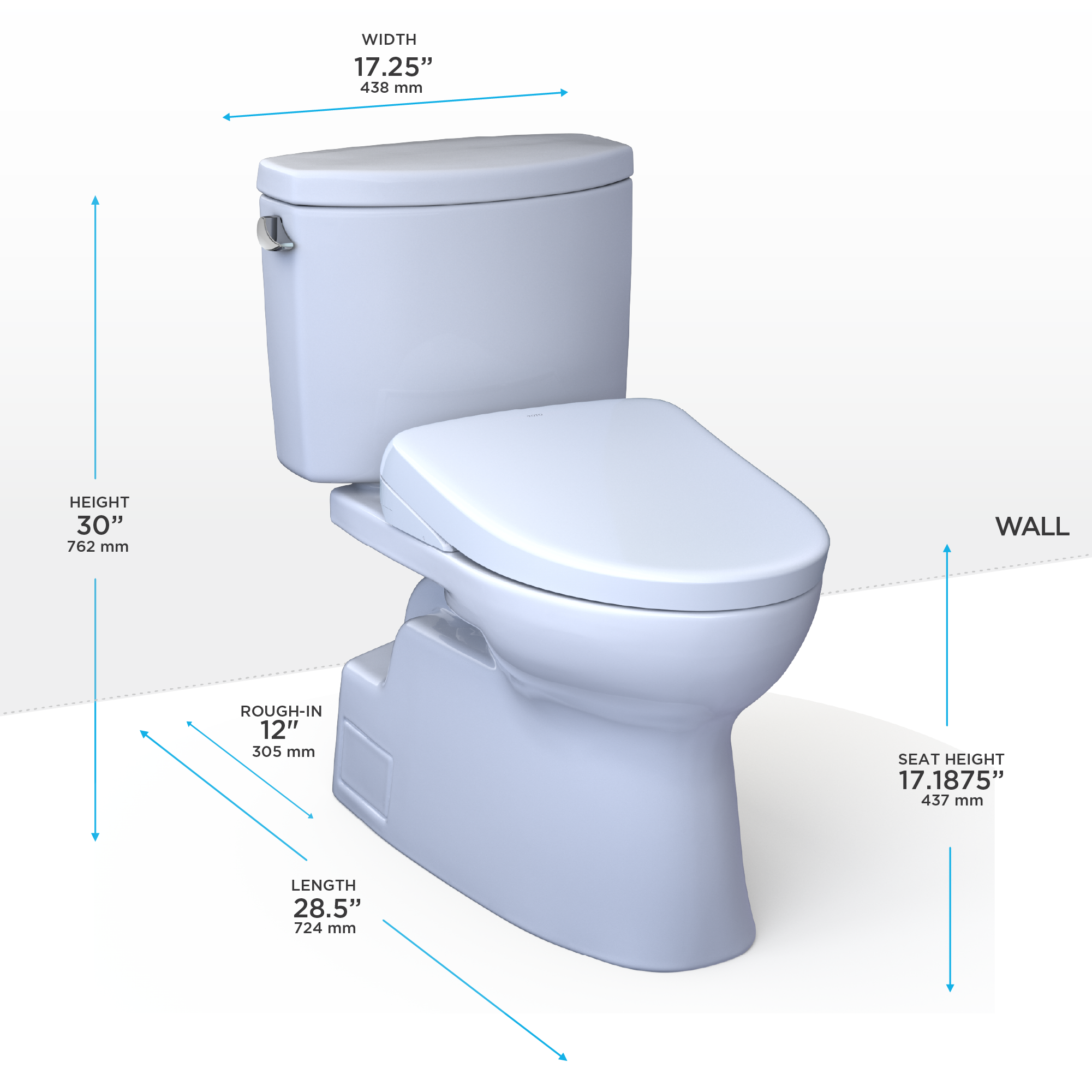 TOTO WASHLET+ Vespin II Two-Piece Elongated 1.28 GPF Toilet and WASHLET+ S7 Contemporary Bidet Seat, Cotton White - MW4744726CEFG#01, MW4744726CEFGA#01