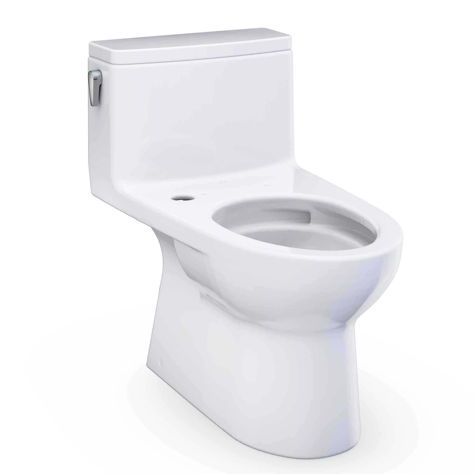 Elongated one-piece toilet, cotton white, no seat, closed-front design