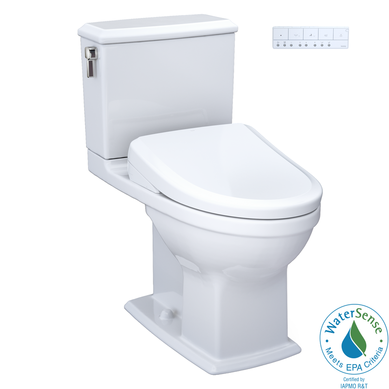 TOTO WASHLET+ Connelly Two-Piece Elongated Dual Flush 1.28 and 0.9 GPF Toilet and Classic WASHLET S7A Classic Bidet Seat, Cotton White - MW4944734CEMFG#01, MW4944734CEMFGA#01