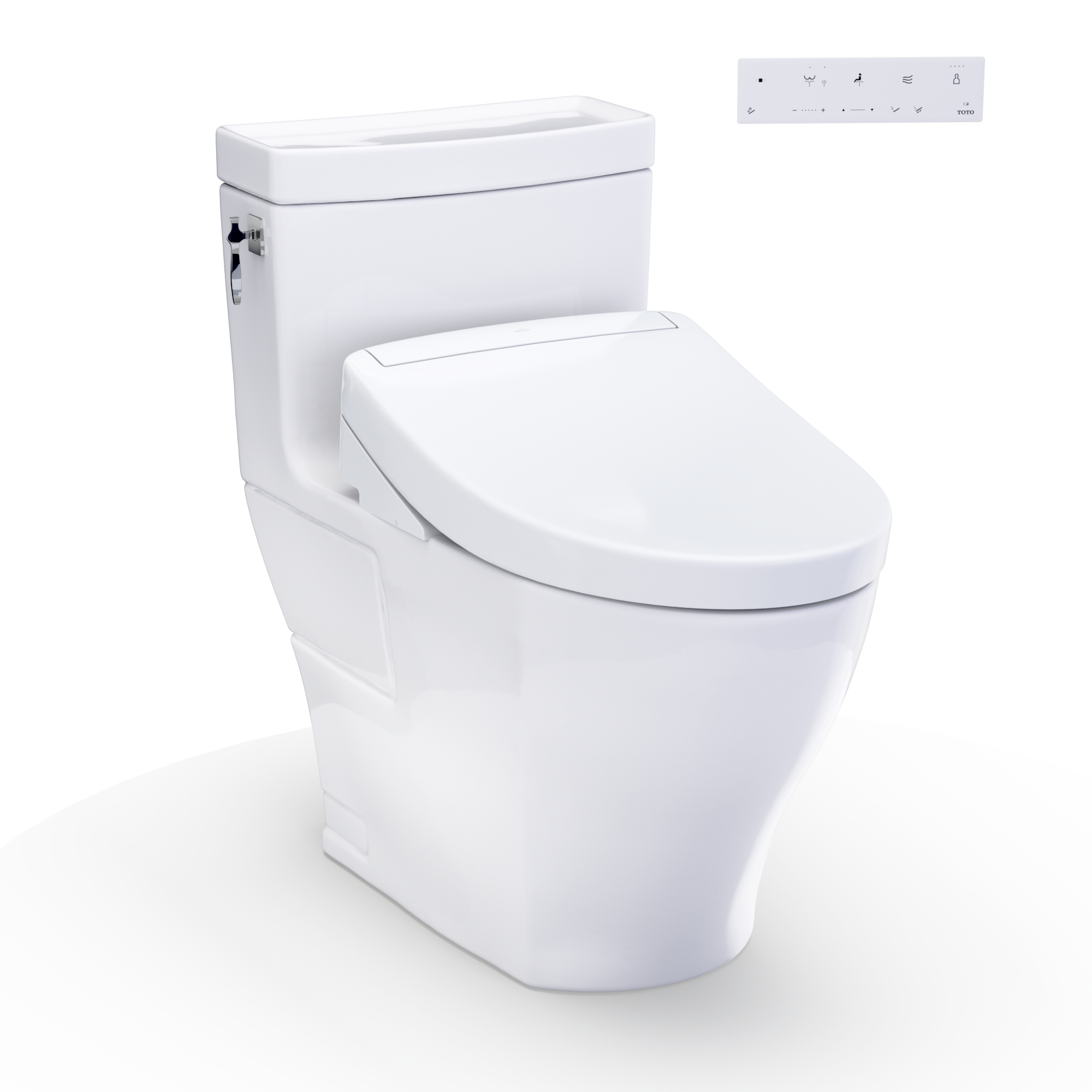 TOTO WASHLET+ Aimes One-Piece Elongated 1.28 GPF Toilet and WASHLET S5 Bidet Seat, Cotton White - MW6263446CEFG#01