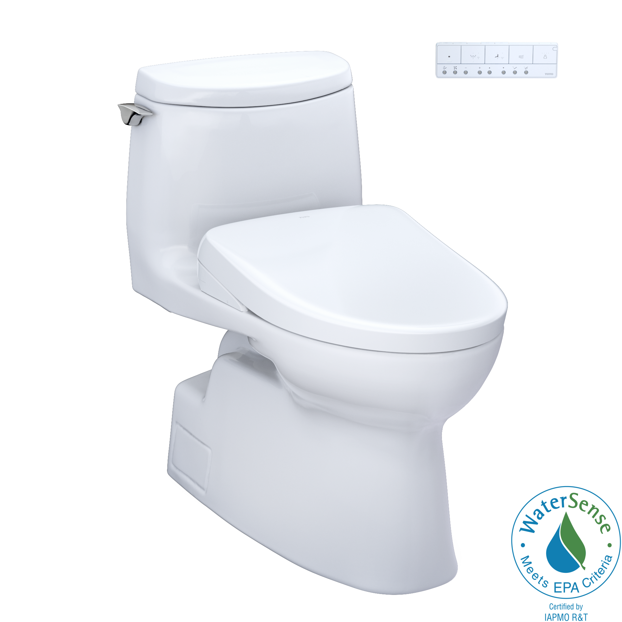 TOTO WASHLET+ Carlyle II 1G One-Piece Elongated 1.0 GPF Toilet and WASHLET+ S7A Contemporary Bidet Seat, Cotton White - MW6144736CUFG#01, MW6144736CUFGA#01