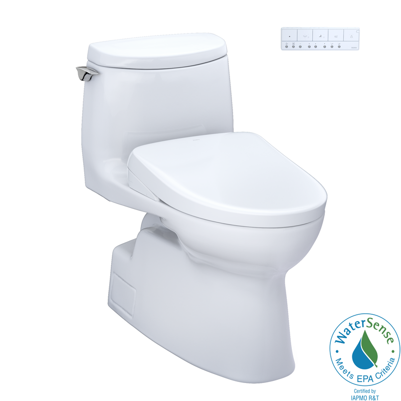 TOTO WASHLET+ Carlyle II 1G One-Piece Elongated 1.0 GPF Toilet and WASHLET+ S7 Contemporary Bidet Seat, Cotton White - MW6144726CUFG#01, MW6144726CUFGA#01